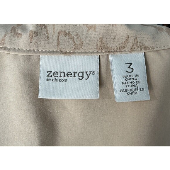 Zenergy By Chico's Full Zip Vest Canella Tan Gold Embossed Leopard Print Size XL - Picture 6 of 7